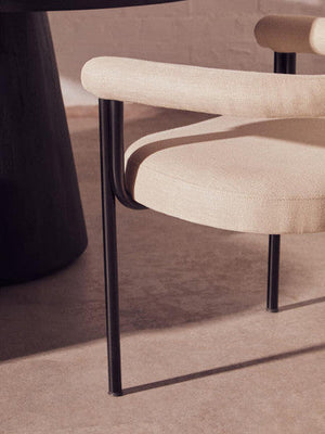 Perdoba Cream Textured Linen Dining Chair – angle view