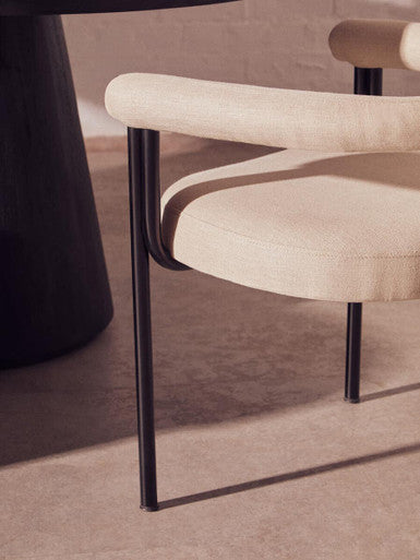 Perdoba Cream Textured Linen Dining Chair – angle view