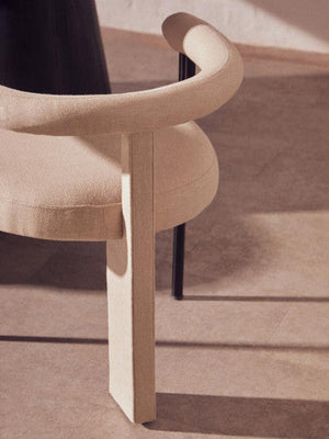 Perdoba Cream Textured Linen Dining Chair – side view 2