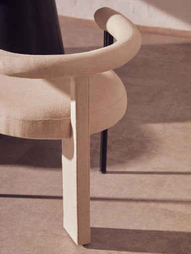 Perdoba Cream Textured Linen Dining Chair – side view 2