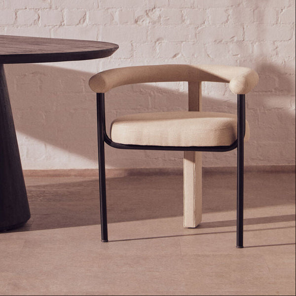 Perdoba Cream Textured Linen Dining Chair – dimensions 2