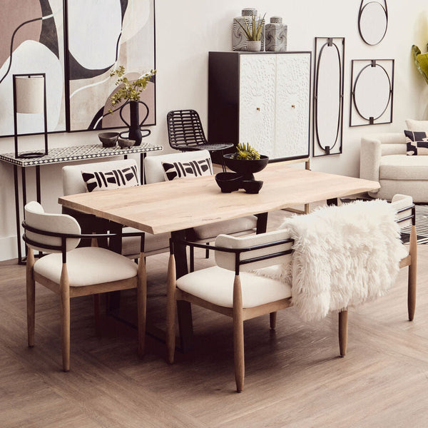 Persolo Natural Mango Wood Rectangular Dining Table with Live Edge – detail