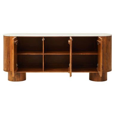 Torcino Mango Wood, Marble Top Sideboard