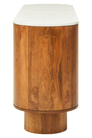 Mango Wood Carved Design Marble Top Three Door Sideboard | Torcino – dimensions