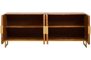 Teora Natural Mango Wood 4 Door Sideboard with Rope Detail – detail