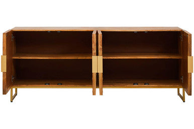 Teora Natural Mango Wood 4 Door Sideboard with Rope Detail – detail