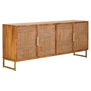 Teora Mango Wood Paper Rope Detail Four Door Sideboard