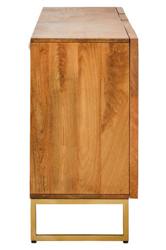 Teora Natural Mango Wood 4 Door Sideboard with Rope Detail – dimensions