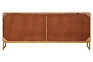 Teora Natural Mango Wood 4 Door Sideboard with Rope Detail – in room setting