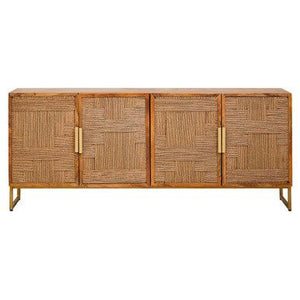 Teora Mango Wood Paper Rope Detail Four Door Sideboard