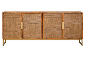 Teora Natural Mango Wood 4 Door Sideboard with Rope Detail