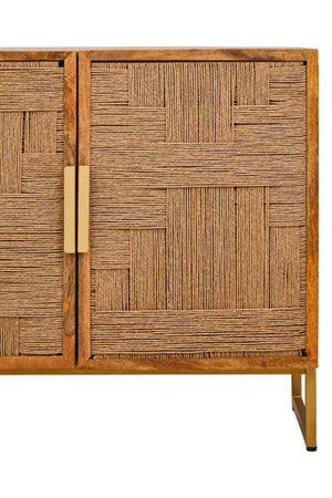 Teora Natural Mango Wood 4 Door Sideboard with Rope Detail – close-up