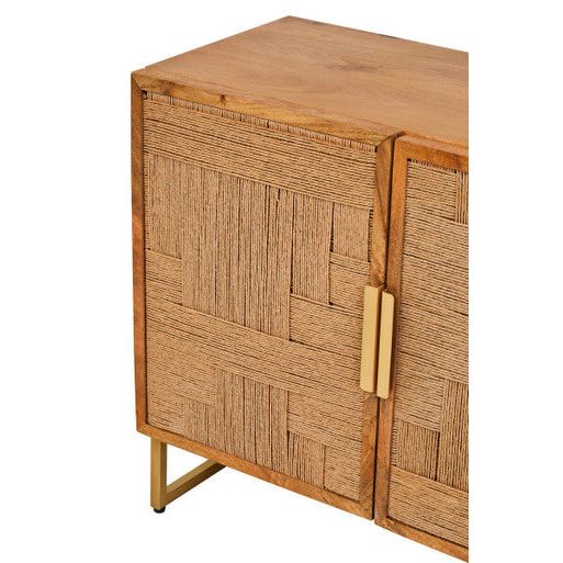 Teora Mango Wood Paper Rope Detail Four Door Sideboard