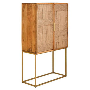 Teora Paper Rope Detail Two Door Mango Wood Cabinet