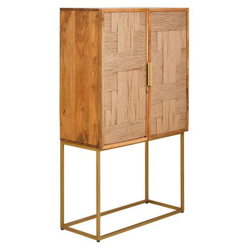 Teora Paper Rope Detail Two Door Mango Wood Cabinet