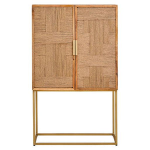 Teora Paper Rope Detail Two Door Mango Wood Cabinet