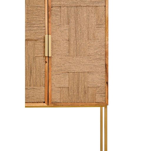 Teora Paper Rope Detail Two Door Mango Wood Cabinet