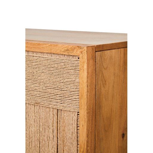 Teora Paper Rope Detail Two Door Mango Wood Cabinet