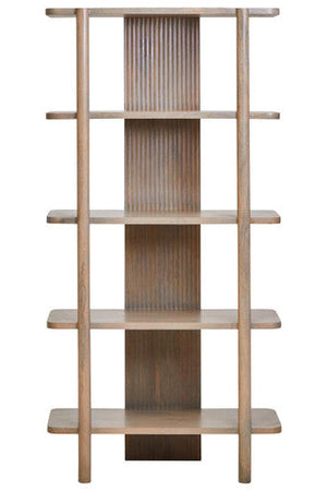 Torello Grey Wash Mango Wood 5 Tier Shelf Unit – side view