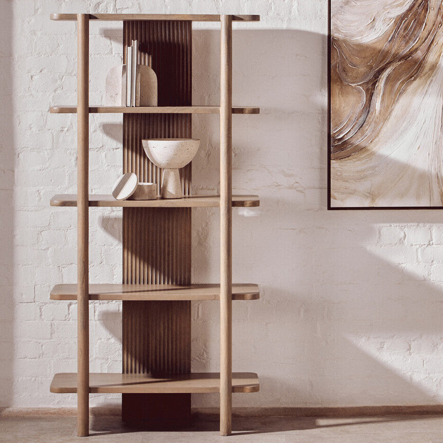 Torello Grey Wash Mango Wood 5 Tier Shelf Unit