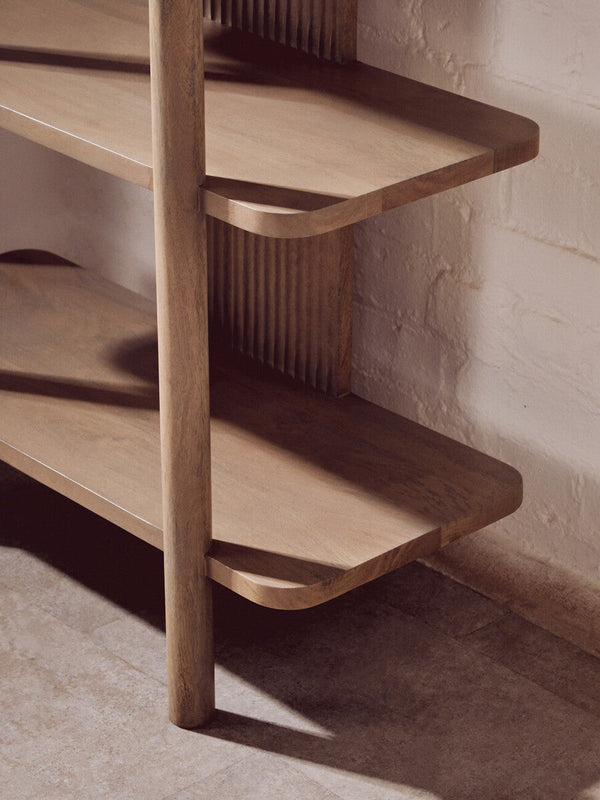 Torello Grey Wash Mango Wood 5 Tier Shelf Unit – back view 2