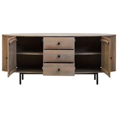 Torello Three Drawer Grey Mango Wood Sideboard