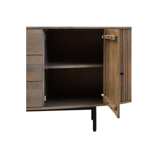Torello Three Drawer Grey Mango Wood Sideboard