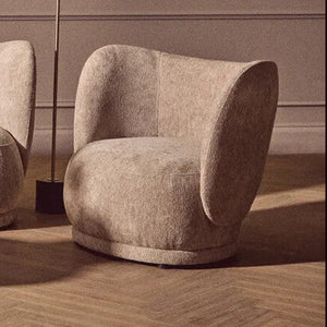 Delray Deep Stone Chenille Effect Curved Chair – back view