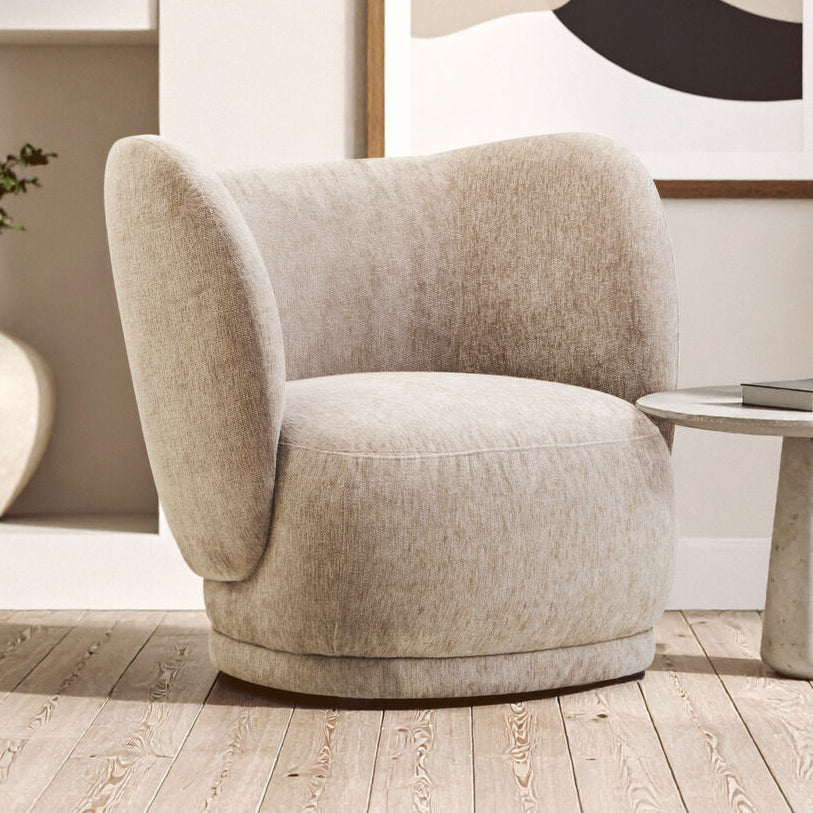Delray Deep Stone Chenille Effect Curved Chair