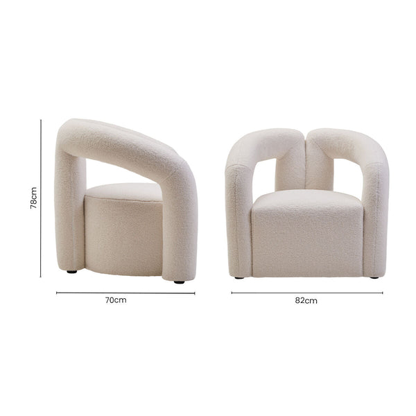 Davina Ivory Boucle Effect Statement Chair