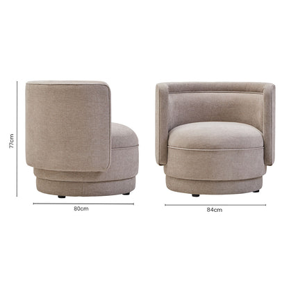 Drake Chenille Effect Curve Taupe Chair