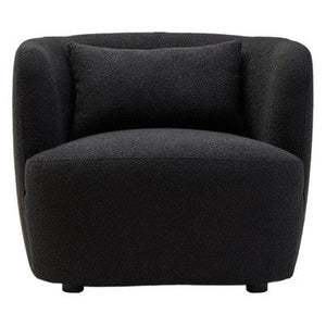 Bruge Black Textured Fabric Curved Chair – side view