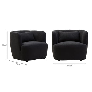 Bruge Black Textured Fabric Curved Chair – angle view 2
