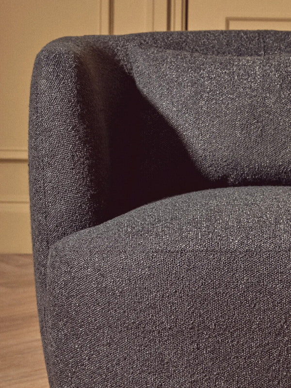 Bruge Black Textured Fabric Curved Chair – dimensions 2