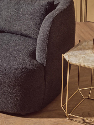 Bruge Black Textured Fabric Curved Chair – close-up 2