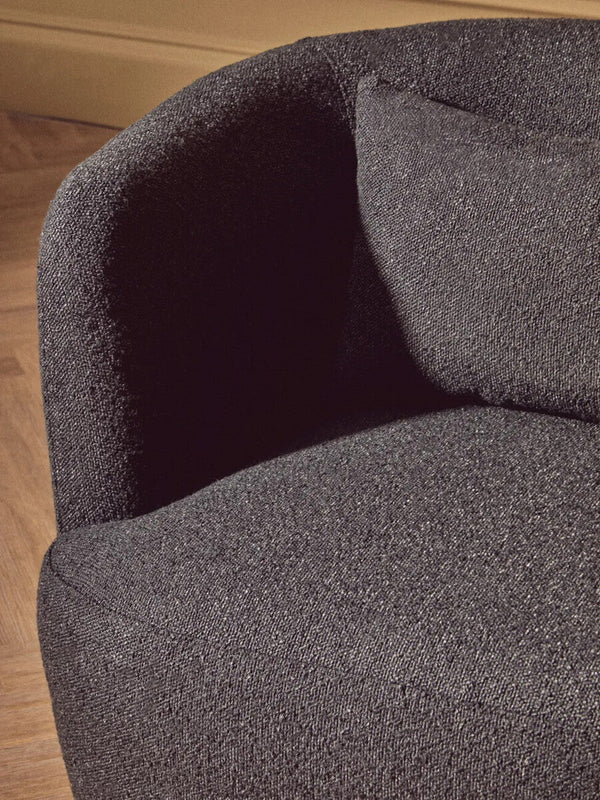 Bruge Black Textured Fabric Curved Chair – back view 2