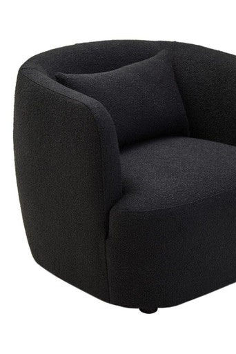 Bruge Black Textured Fabric Curved Chair – back view