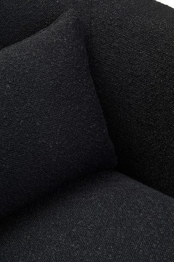 Bruge Black Textured Fabric Curved Chair – angle view
