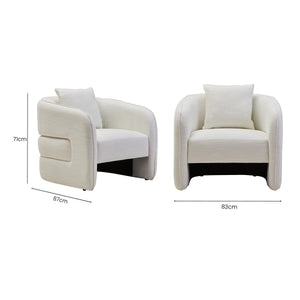 Bilani Cream Linen Effect Curved Chair – back view 2