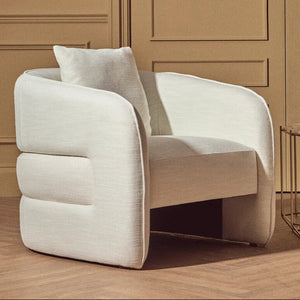 Bilani Cream Linen Effect Curved Chair