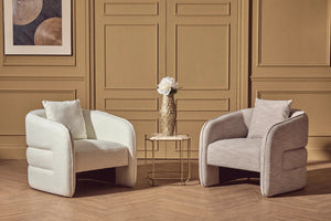 Bilani Cream Linen Effect Curved Chair – detail 2