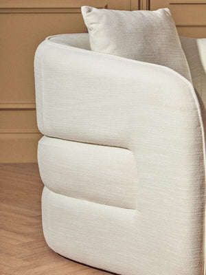 Bilani Cream Linen Effect Curved Chair – in room setting 2
