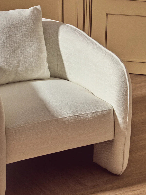 Bilani Cream Linen Effect Curved Chair – dimensions 2