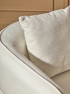 Bilani Cream Linen Effect Curved Chair – close-up 2