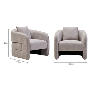 Bilani Grey Linen Effect Curved Chair – back view 2