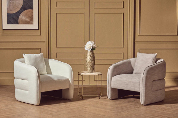 Bilani Grey Linen Effect Curved Chair – detail