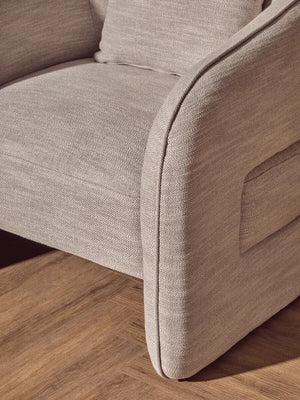 Bilani Grey Linen Effect Curved Chair – close-up 2