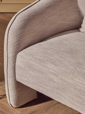 Bilani Grey Linen Effect Curved Chair – in room setting 2