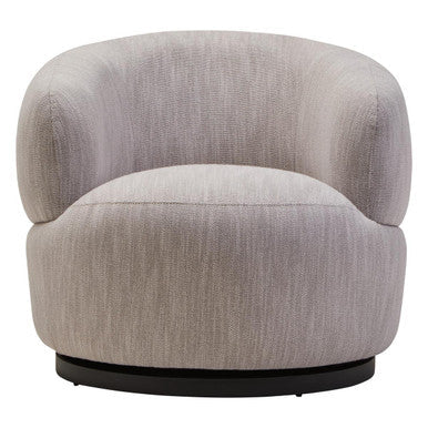 Bordo Grey Textured Fabric Curved Swivel Chair