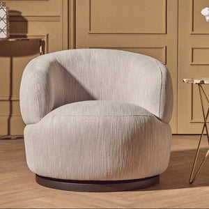 Bordo Grey Textured Fabric Curved Swivel Chair